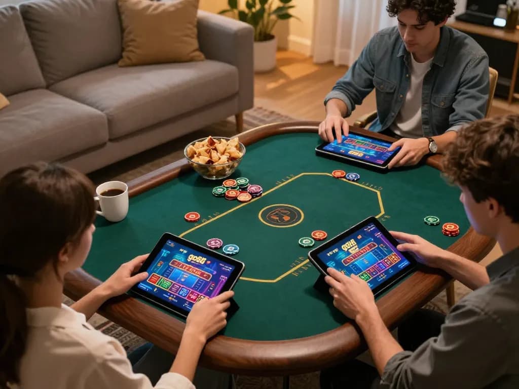 Engaging in strategic online gameplay on the go88 go88fc platform in a cozy home setting.