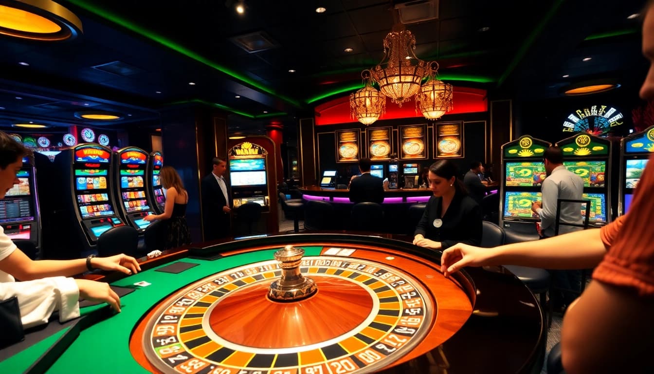 Vivez l'excitation dans un meilleur casino en ligne animé avec des tables luxueuses et des joueurs impatients.
