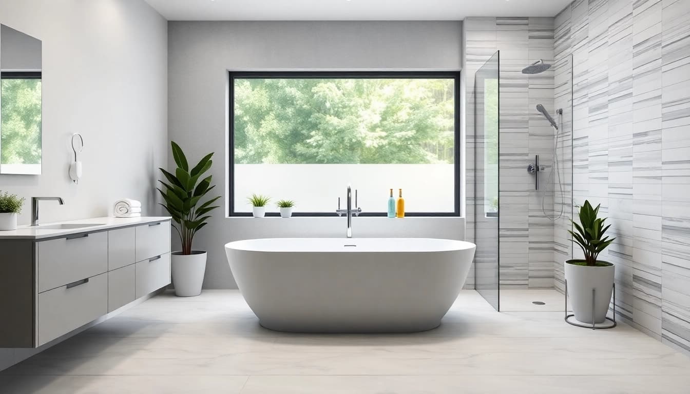 Enhance your space with a modern bathroom remodel near me featuring elegant fixtures and a serene atmosphere.