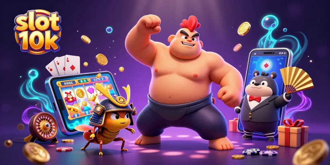 Experience slot 10k action with fierce characters and dynamic game elements in vibrant 3D illustration.