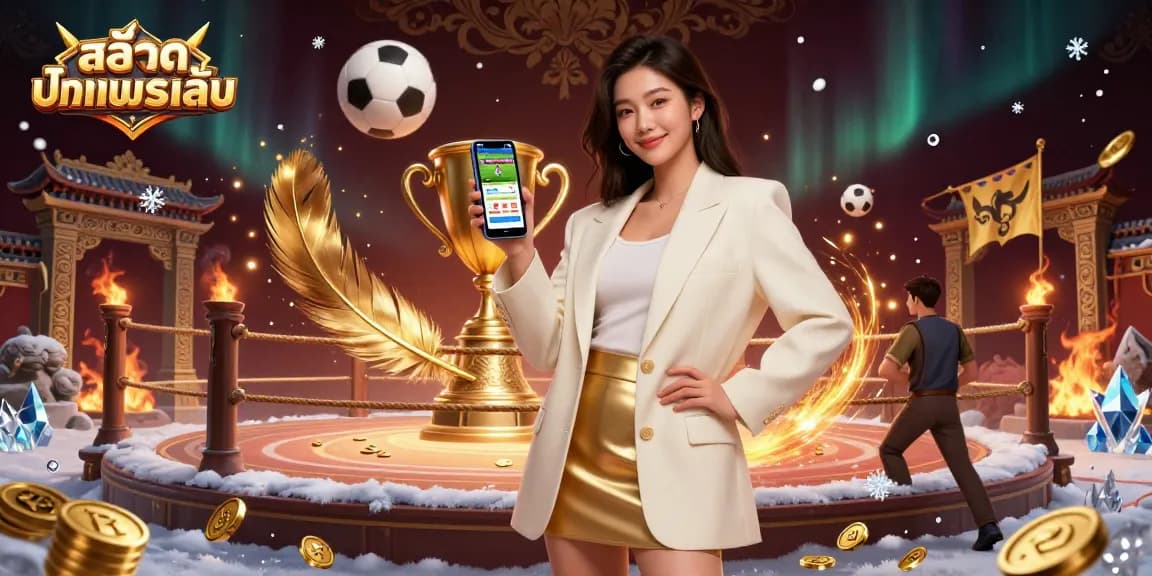 Engage with สล็อตทดลองเล่น through an immersive scene of dynamic sports betting surrounded by shimmering casino elements.