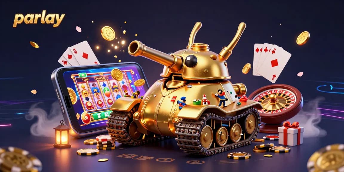 Experience thrilling parlay betting in a vibrant 3D casino scene with golden elements and excitement.