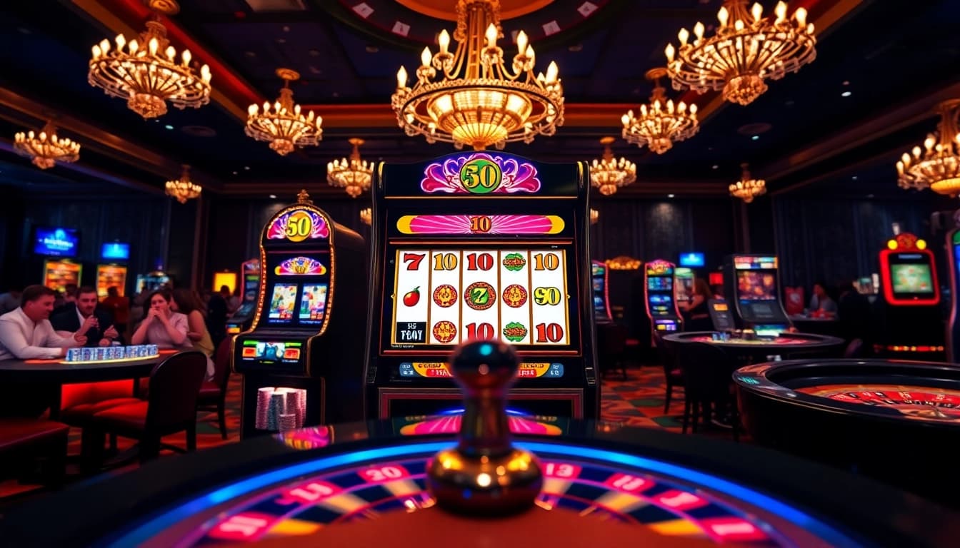 Rasakan sensasi situs slot di kasino yang hidup dengan mesin slot yang mendebarkan dan chip poker berwarna-warni.