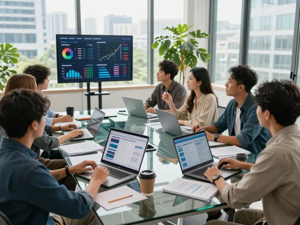 NYC SEO Company team collaborating on digital marketing strategies in a modern office