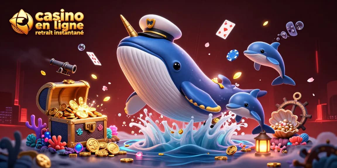 Retirez vos gains rapidement avec casino en ligne retrait instantané illustré par des personnages marins.