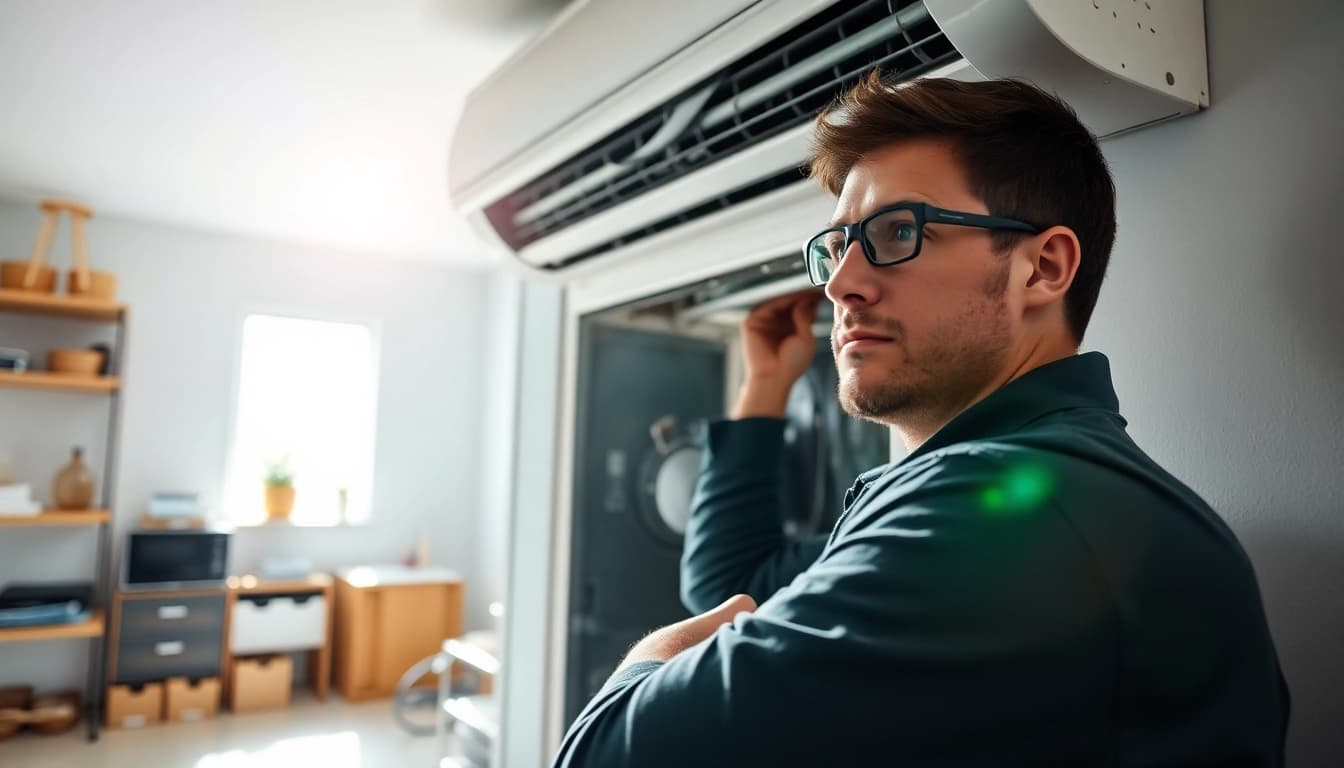 Efficient air conditioning repair in Canada by a technician addressing a residential AC unit.