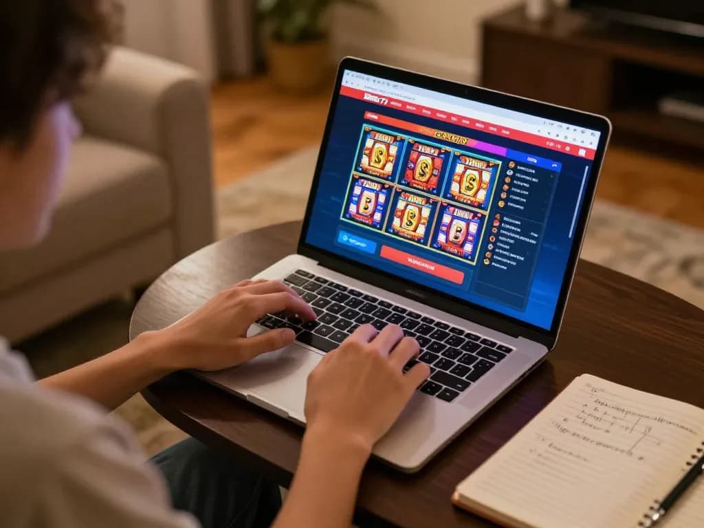 Player engaging with the alexis77 online casino platform, showcasing immersive gameplay and strategy notes
