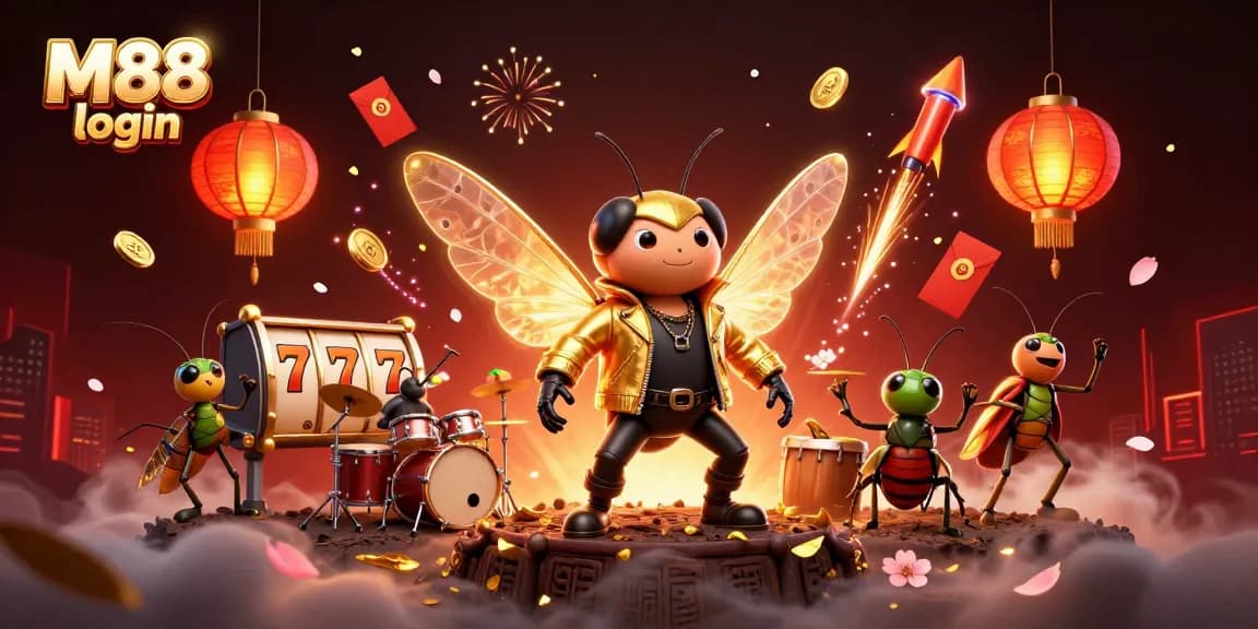 Experience M88 login with an electrifying rock star scene in a vibrant casino setting.