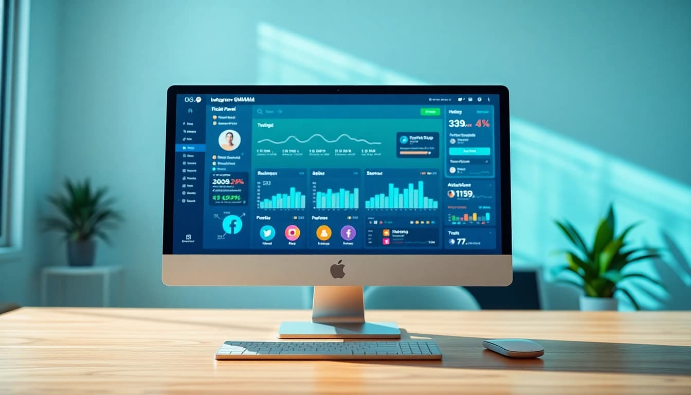 Engaging Instagram smm panel visual showcasing a digital dashboard and social media metrics.