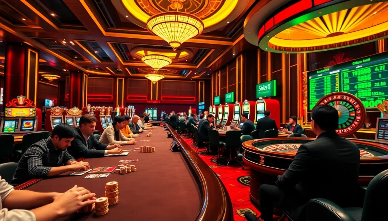 Engaged players making bets at SHBET's dynamic online casino tables.