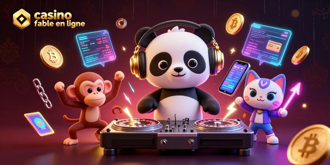 Découvrez les meilleurs jeux au casino fiable en ligne avec un panda DJ et un singe dansant.