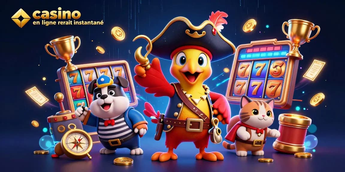 Vivez l'excitation du casino en ligne retrait instantané avec ce visuel captivant d'illustration