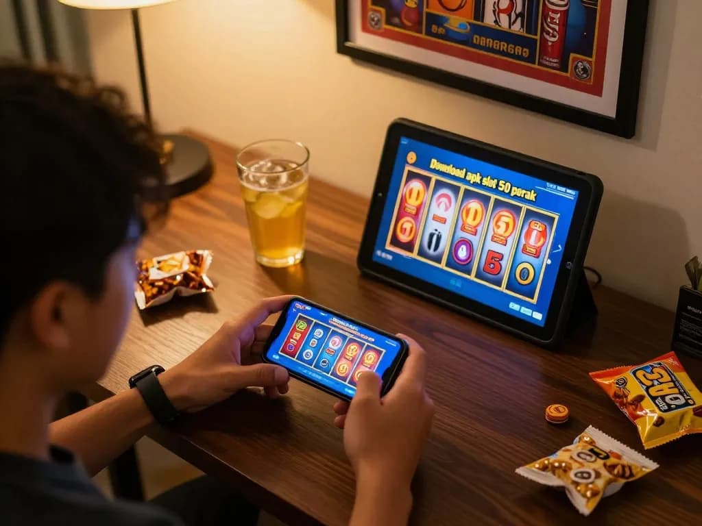 Engage in online gaming fun with the download apk slot bet 50 perak. Showcasing a user enjoying slot gameplay.