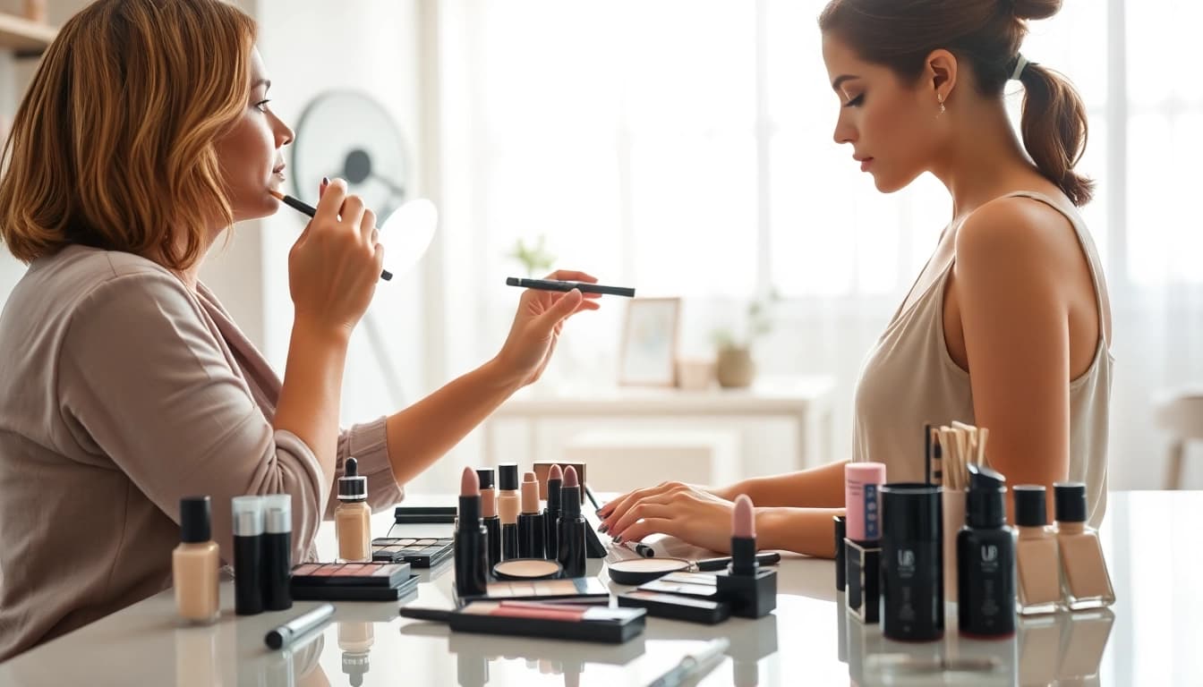 Engaging makeup courses showcasing a professional artist applying techniques on a model.