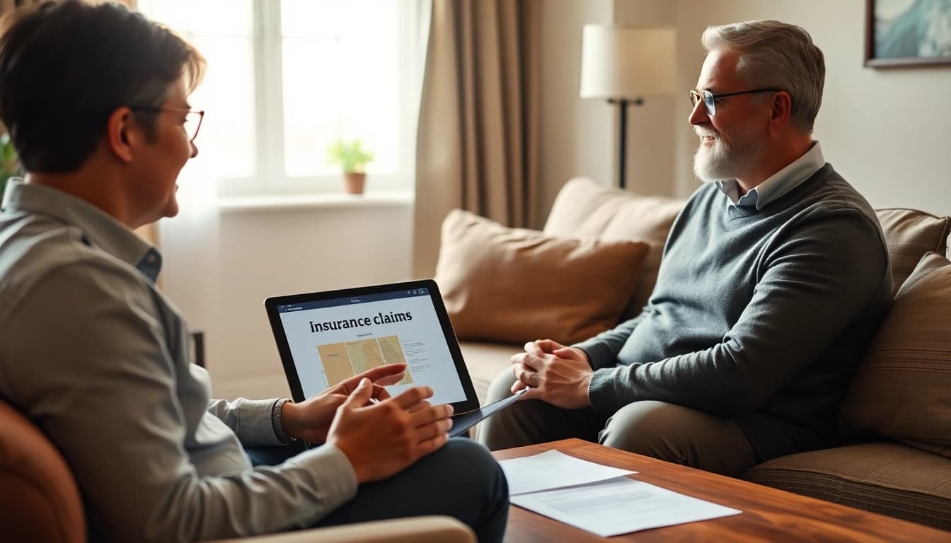Guide for navigating Property Insurance Claims with a professional in a warm setting.