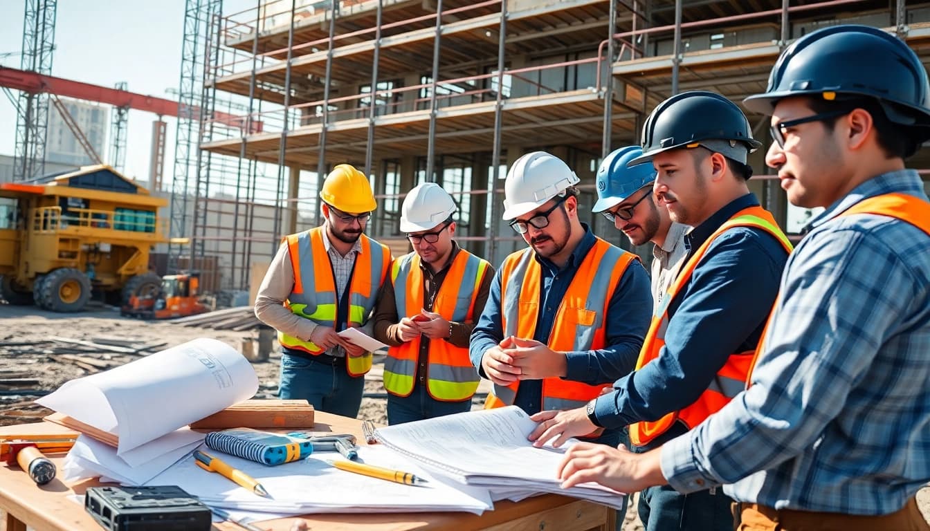Construction apprenticeship in a lively collaborative setting showcasing apprentices working together.
