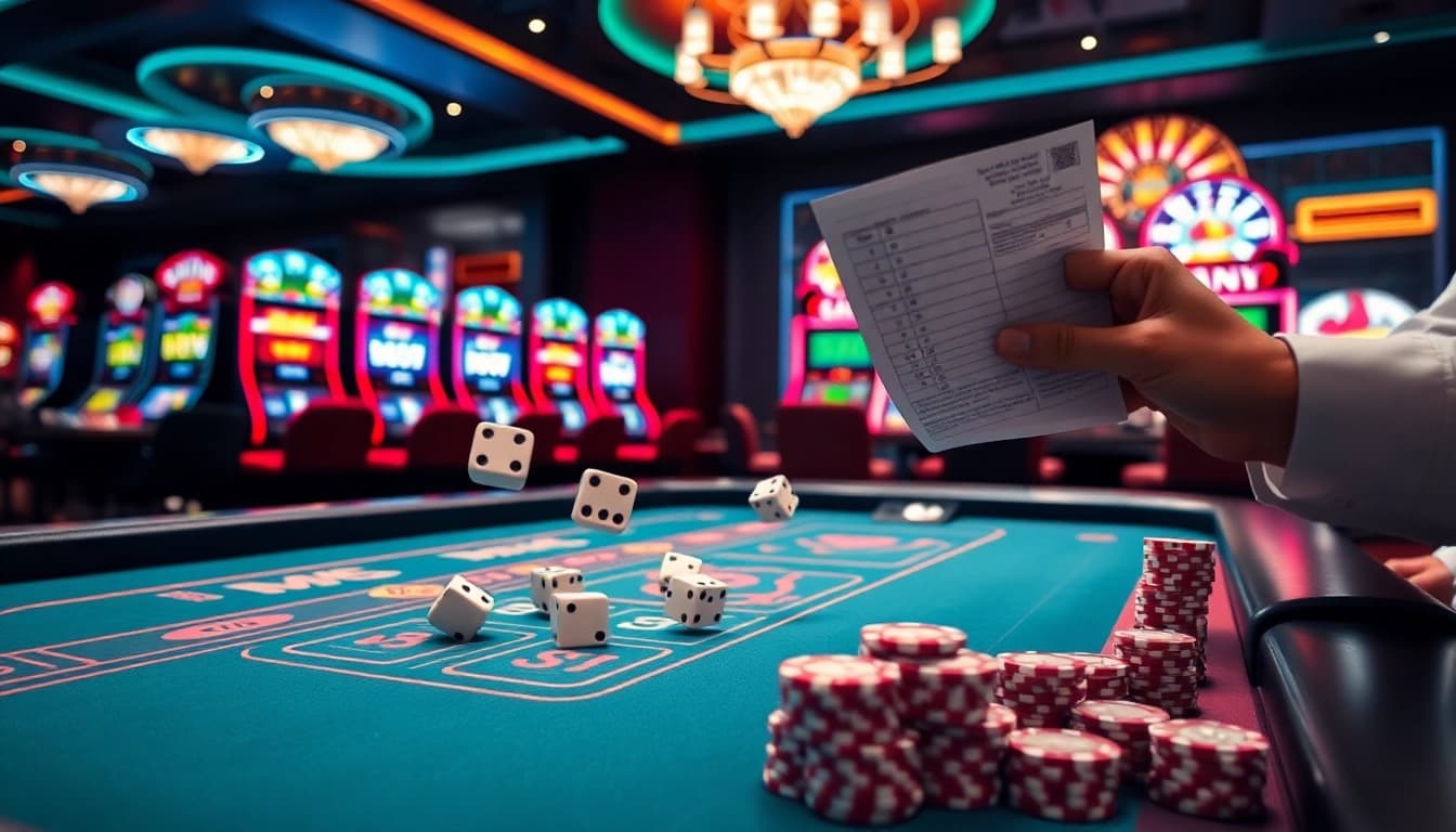 Experience the excitement of Tài Xỉu MD5 com with vibrant casino visuals of dice rolling and competitive play.