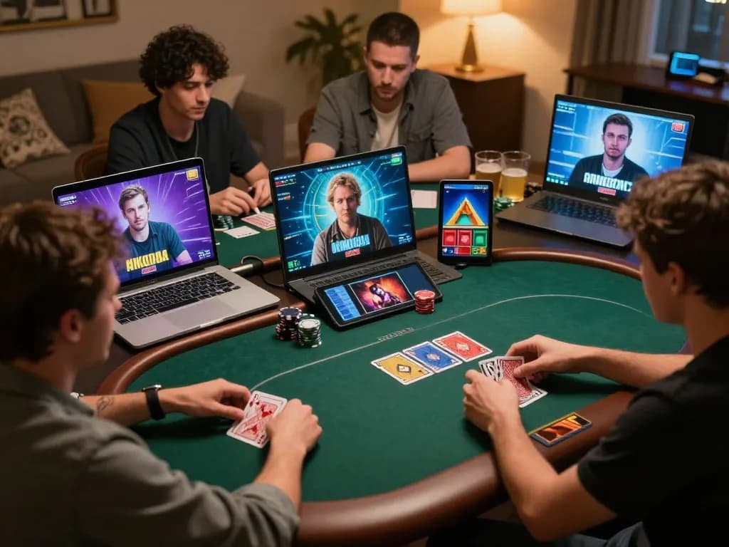 Engaged players competing in an online poker game on King33, showcasing strategic gameplay.