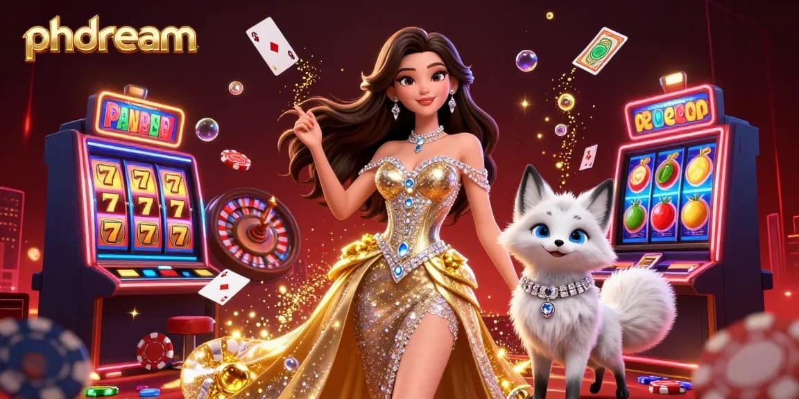 Engage with phdream's captivating casino scene featuring joyous gaming elements and an enchanting ambiance.
