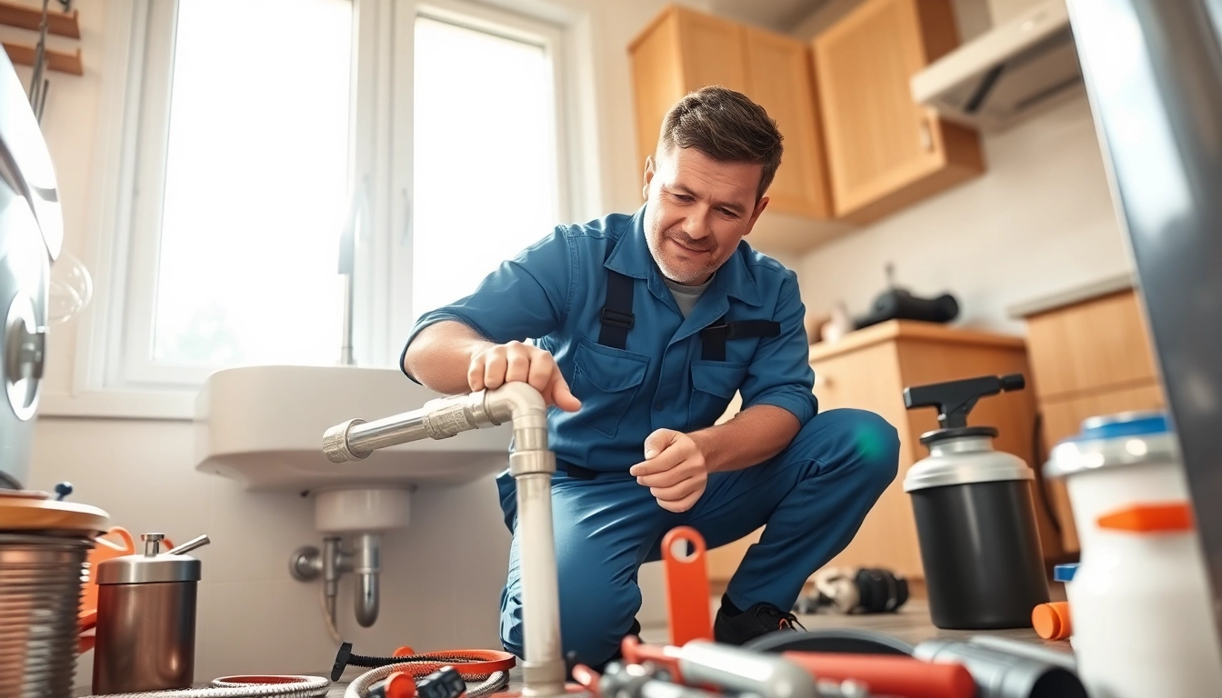 Local plumber fixing a kitchen sink, showcasing expertise and professionalism.