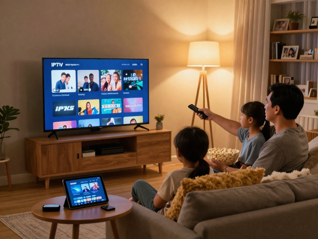 Learn how to watch US TV over the internet in a cozy family living room with IPTV streaming setup.