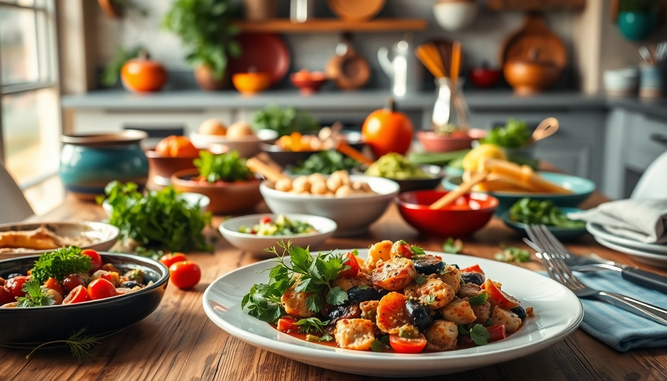 Engaging culinary scene highlighting dishfacts with vibrant dishes and fresh ingredients.