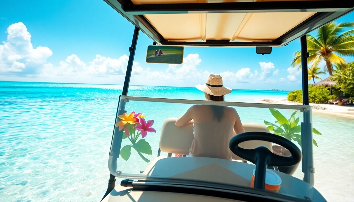 Experience the charm of San Pedro Belize Golf Cart Rental while enjoying a scenic tropical beach.