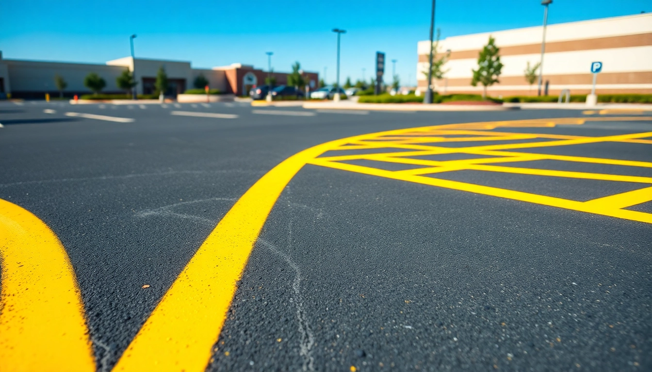 Marking ADA parking lot striping Jackson MS showing clear handicap spaces and compliance.
