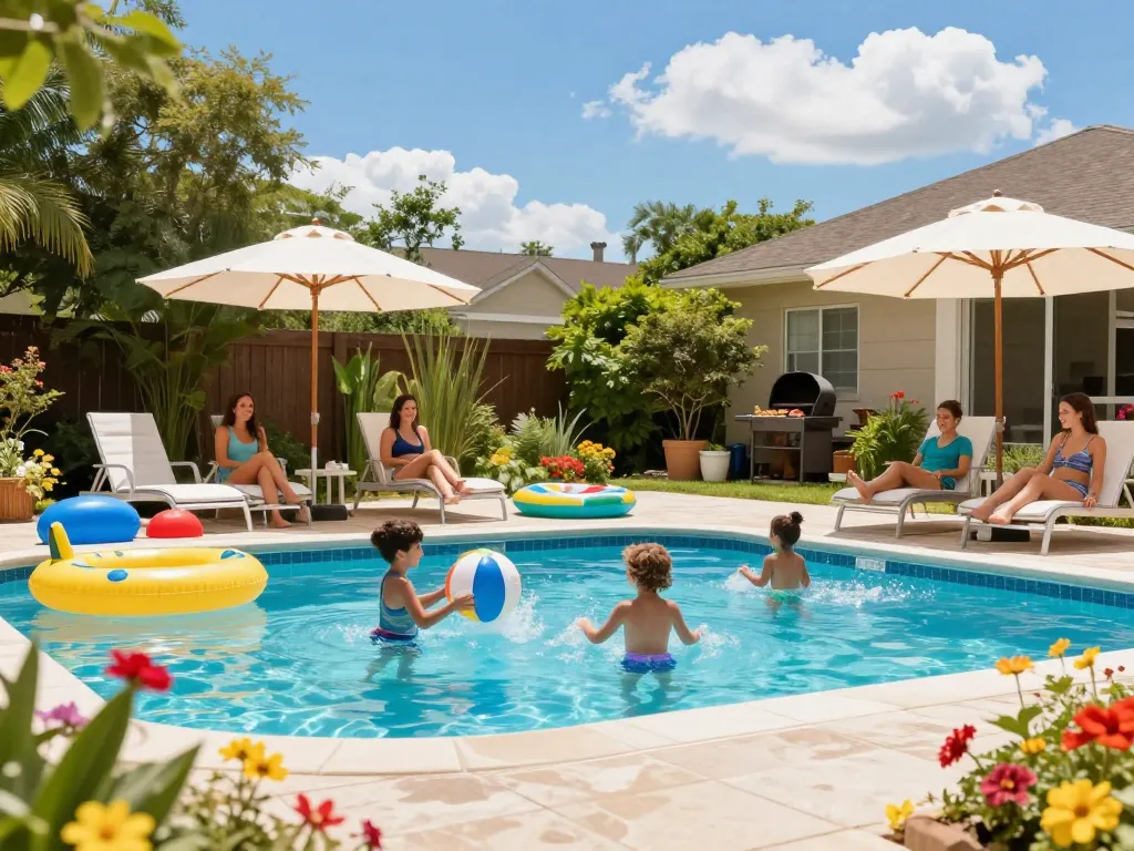 Dolphin Pool Services brings families together by providing a vibrant and enjoyable backyard pool experience.