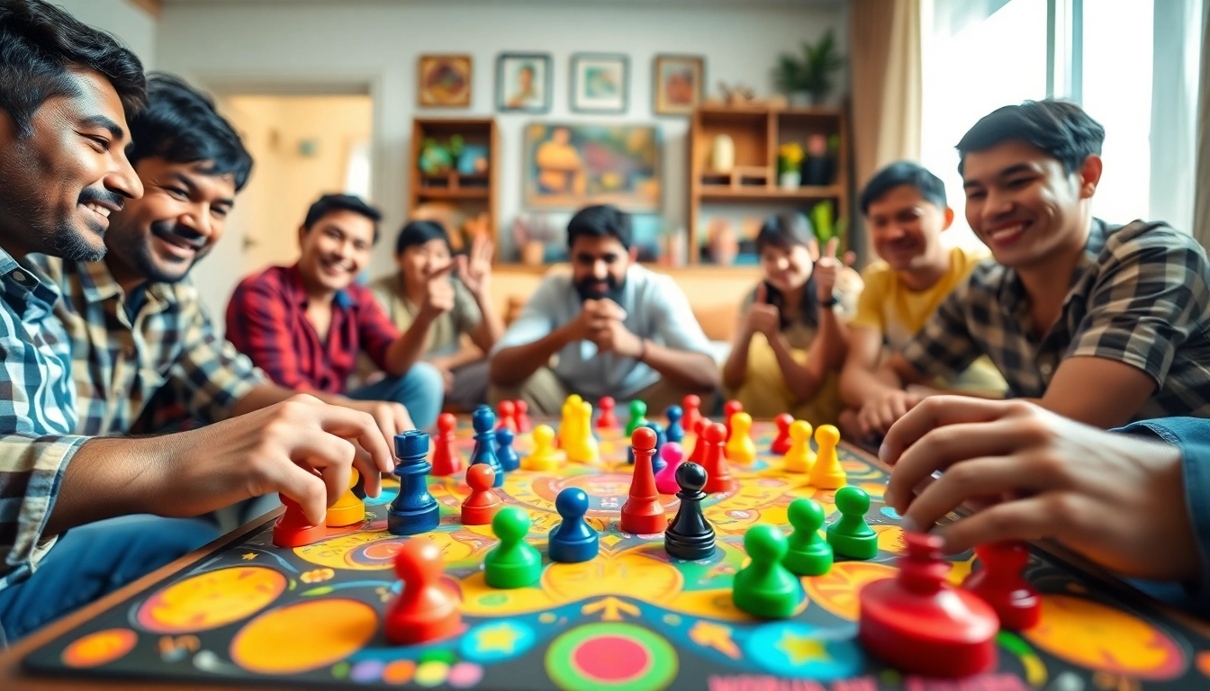 Players enjoying exciting daman games in a vibrant living room setting.