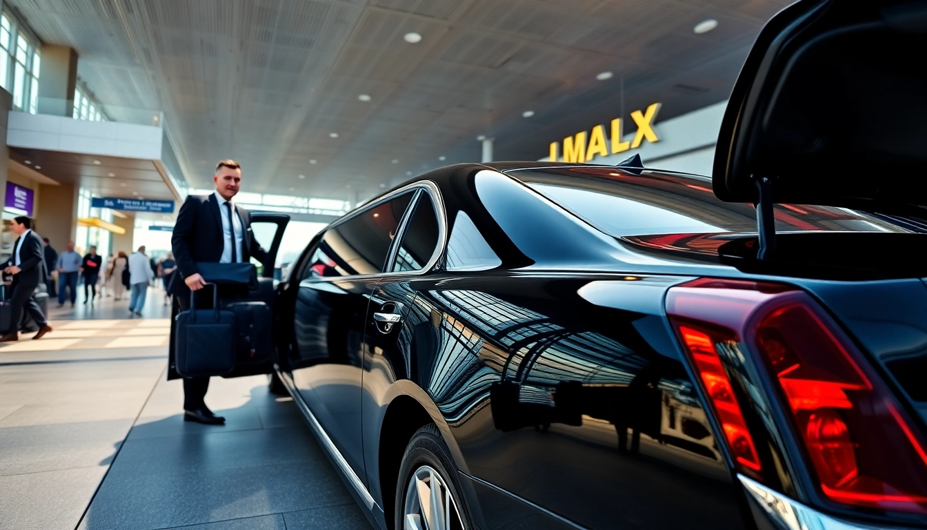 Los Angeles Limo service with a chauffeur at LAX, showcasing luxury and professionalism.
