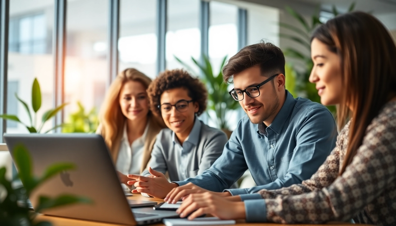 Enhance your search for managed it services near me by exploring teamwork in a modern office.