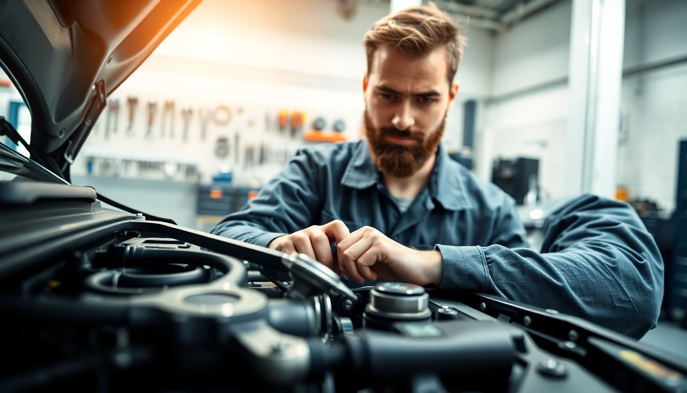 Technician inspecting vehicle for extended car warranty coverage in a professional service center.