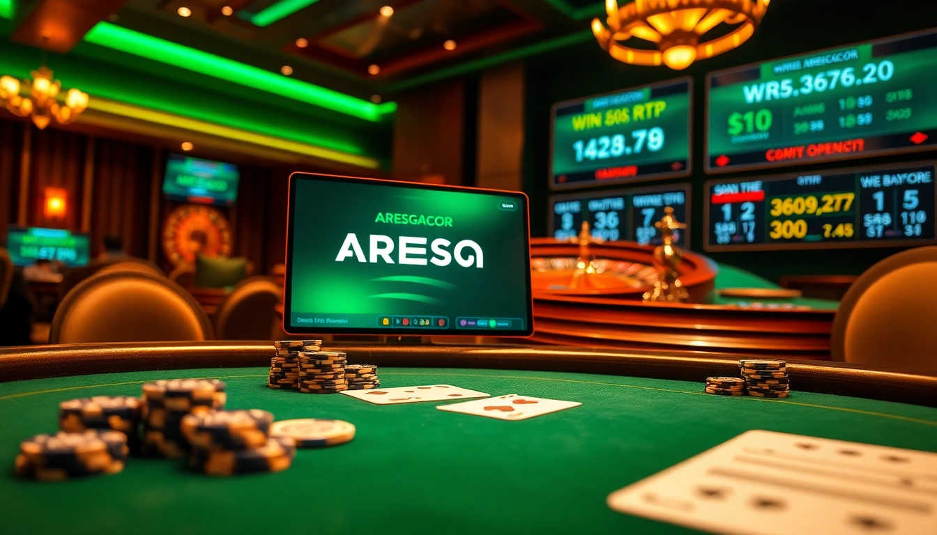 Experience high-stakes excitement at situs aresgacor with luxury poker tables and vibrant gameplay visuals.