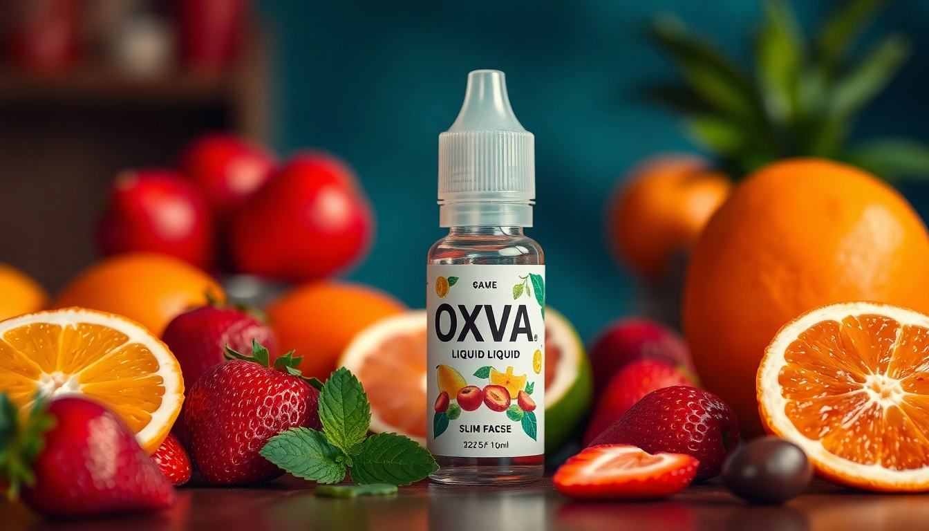Oxva Liquid mit frischen Früchten in einem einladenden Setup präsentieren
