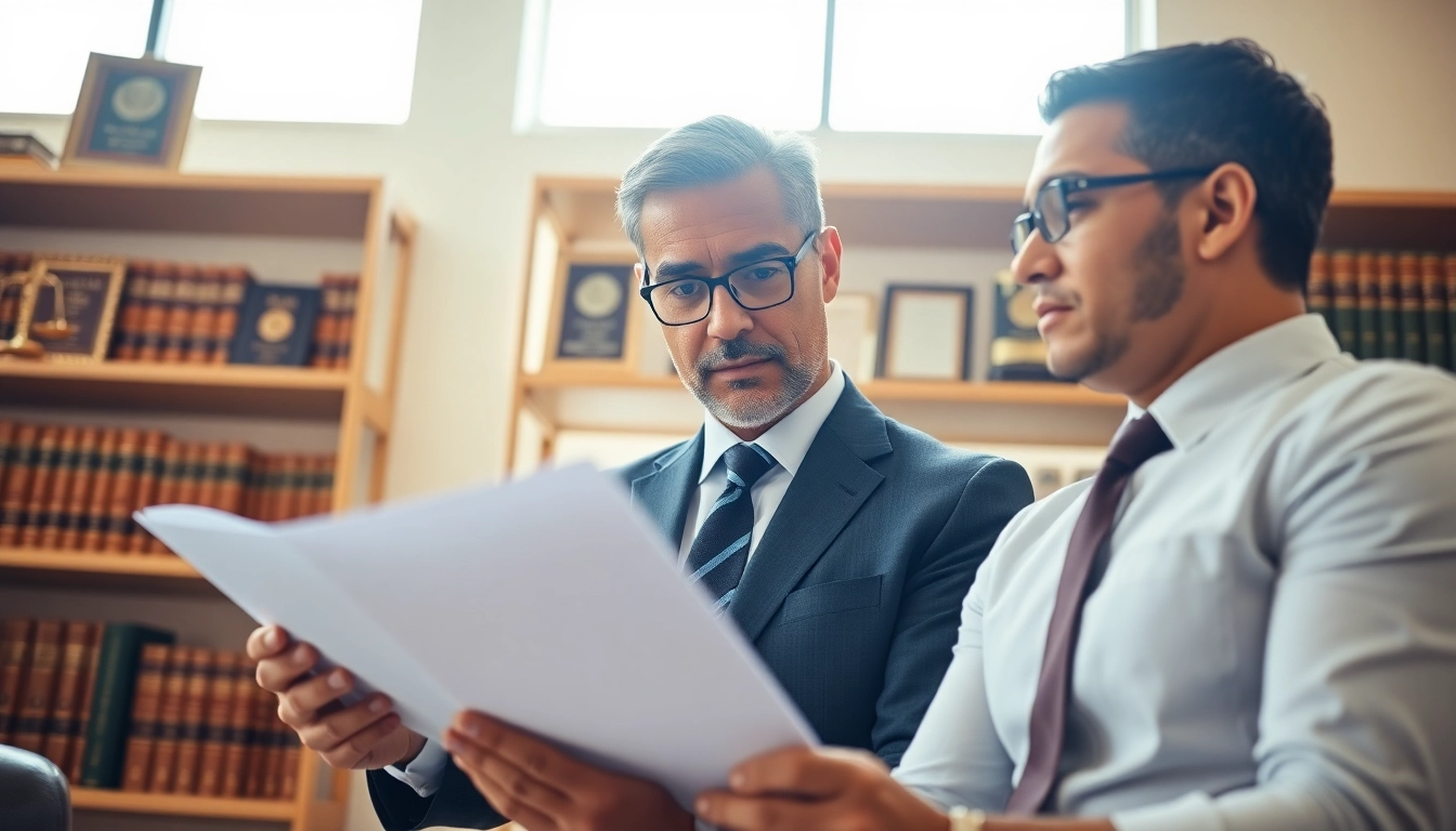Engaging scene of an Orlando Injury Lawyer consulting with a client in a professional setting.