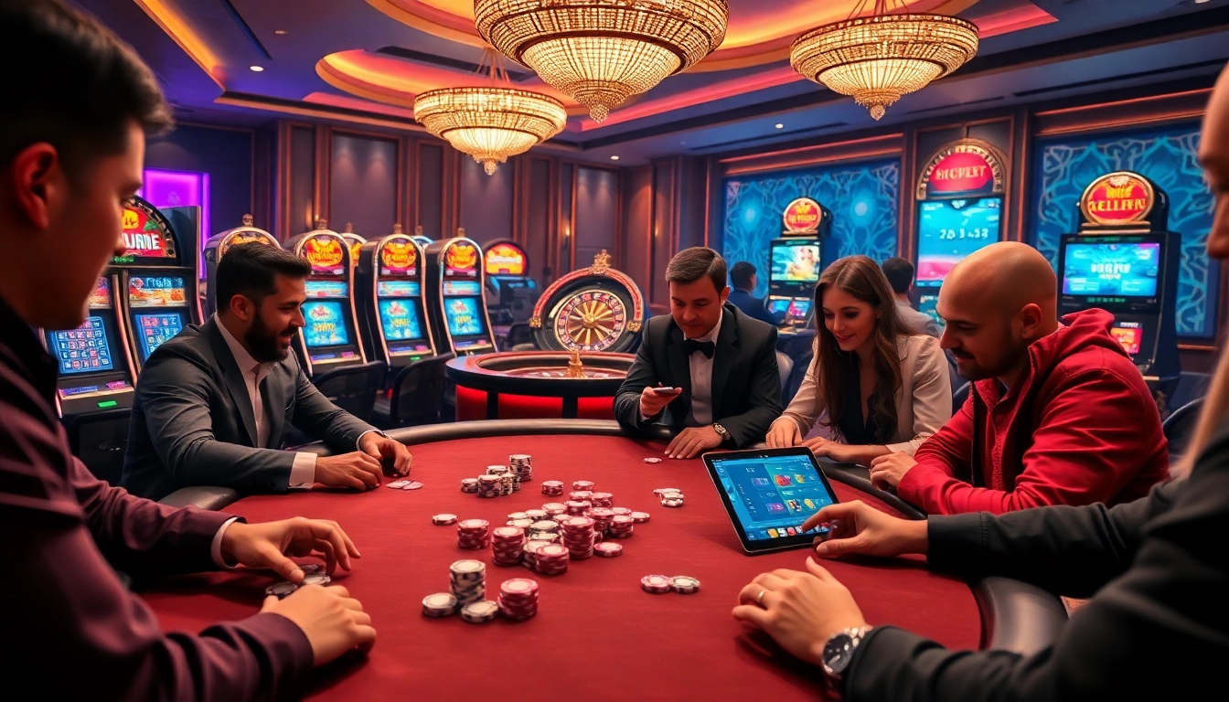 Players enjoying an exciting poker game at Thabet College's vibrant casino.