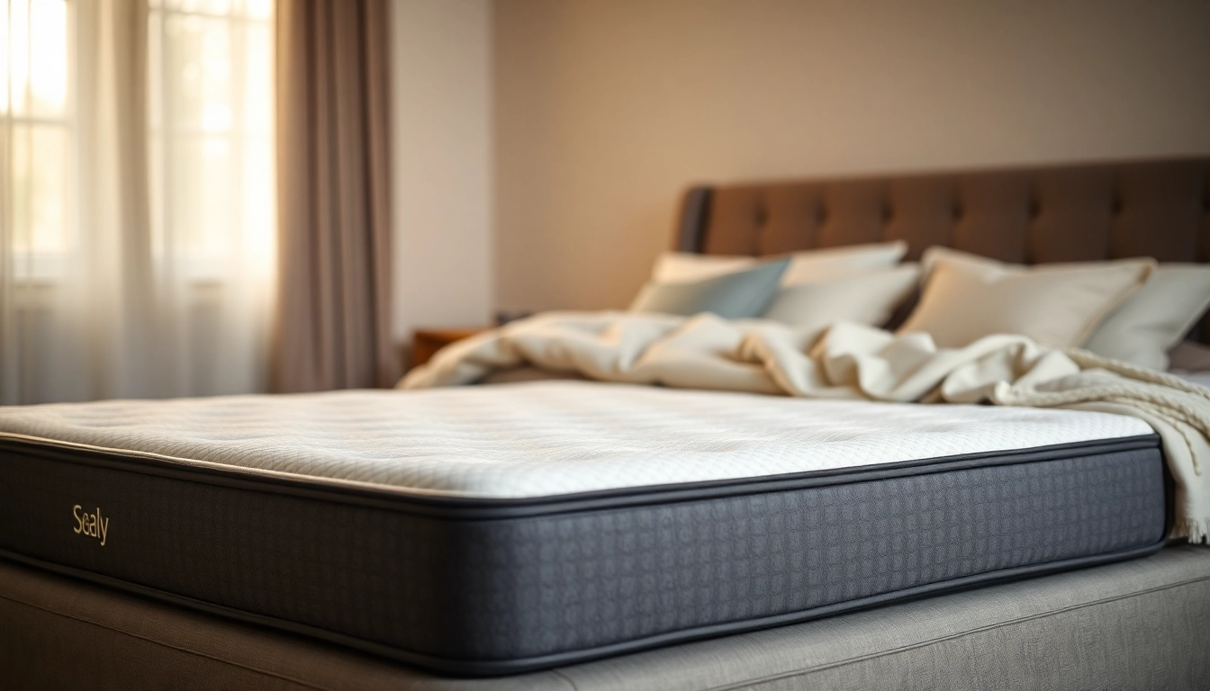 Showcase a sealy 10 inch memory foam mattress in a cozy bedroom, emphasizing its comfort and plush design.