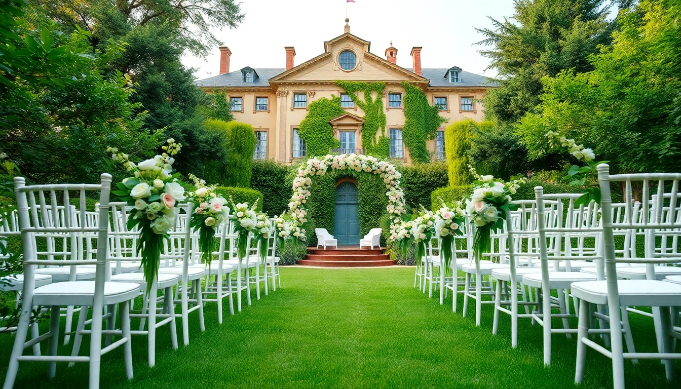Beautiful outdoor wedding venues sacramento adorned with flowers and elegant seating.