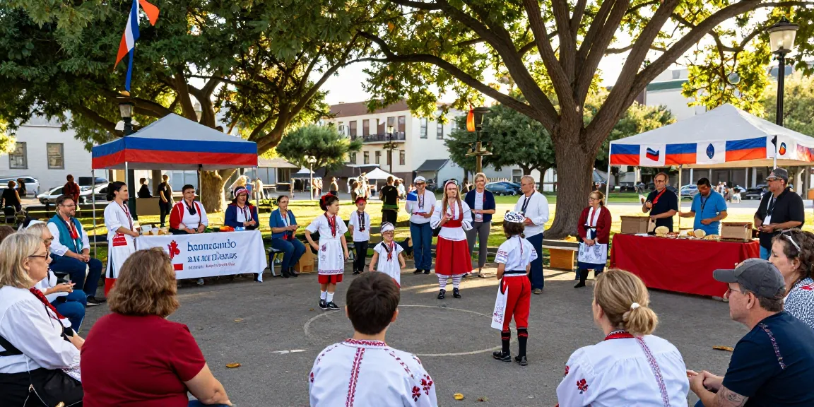 Polish community members connecting at https://www.sfpol.com/ cultural event in San Francisco park.