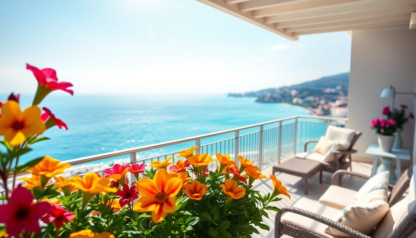 Showcase alanya apartments for sale with beautiful Mediterranean view from a luxurious balcony.