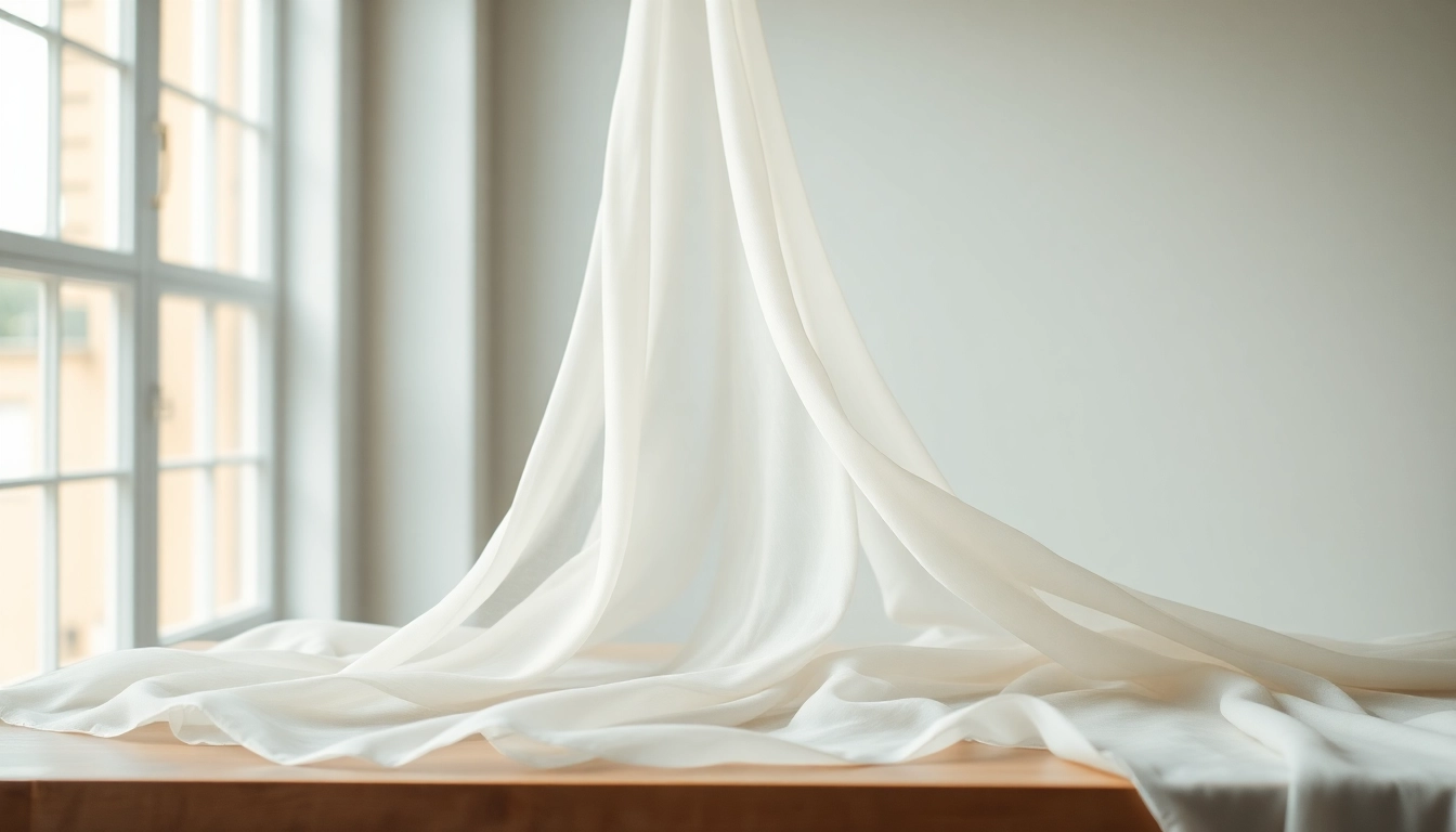 Chiffon stof mooi gedrapeerd met een zachte textuur en natuurlijke verlichting.