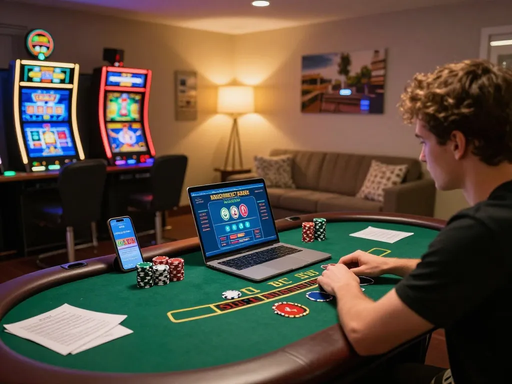 N188 live dealer blackjack game with player strategically betting in cozy home setting