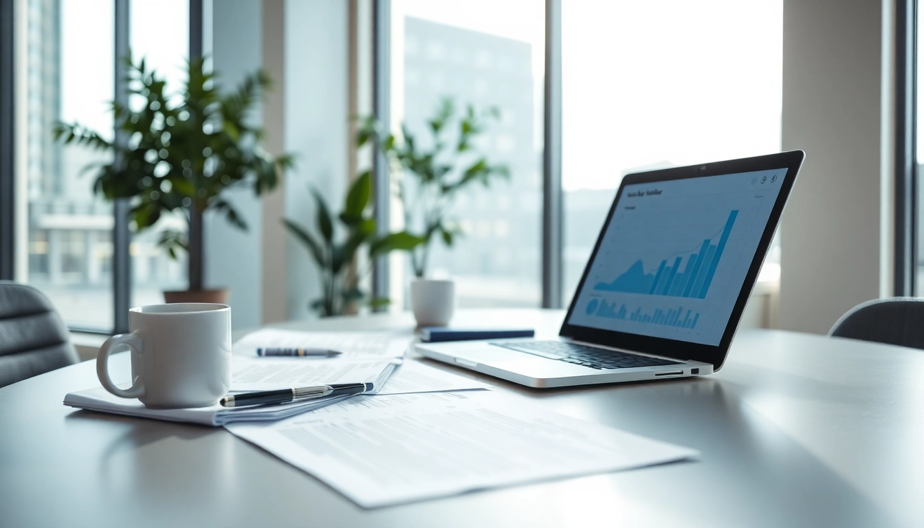 Evaluate grants applications and professional paperwork on a well-organized desk.