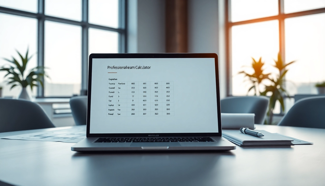 Using the beam calculator to perform structural calculations in a professional office.