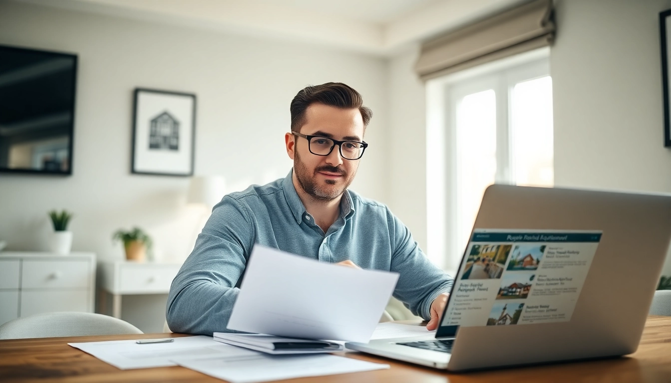 Showcasing guaranteed rent in Chesham, a focused landlord reviews rental agreements in a bright home office.