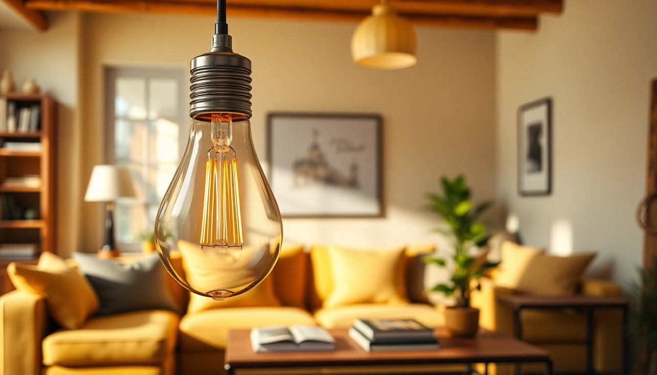 Learn what is an a19 light bulb, showcasing its design and warm ambiance in a living room setting.