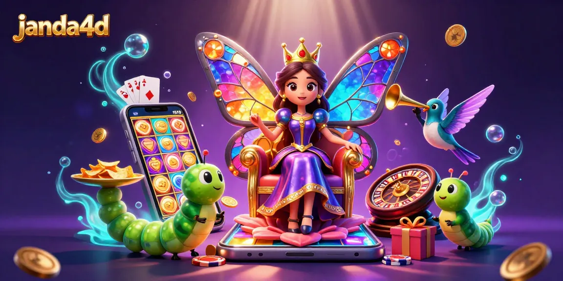 Slot permainan janda4d dengan ratu kupu-kupu dan efek warna yang memukau.