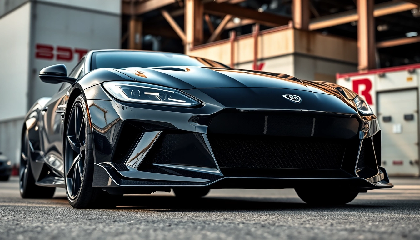 Highlighting the RVNG Dry Carbon Fiber Headlight Delete on a luxury car, emphasizing its sleek design.