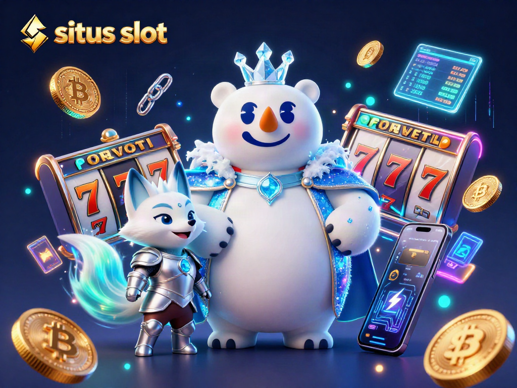 Experience the excitement of situs slot with our dazzling casino scene featuring a polar bear king and snow fox!